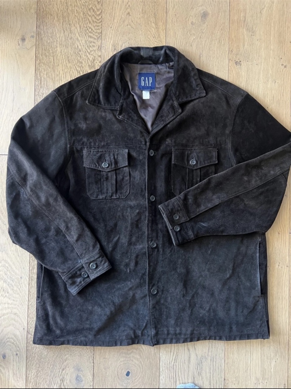 Vintage Gap Espresso Brown Suede Leather Jacket Men's XL Western Rustic 2000s